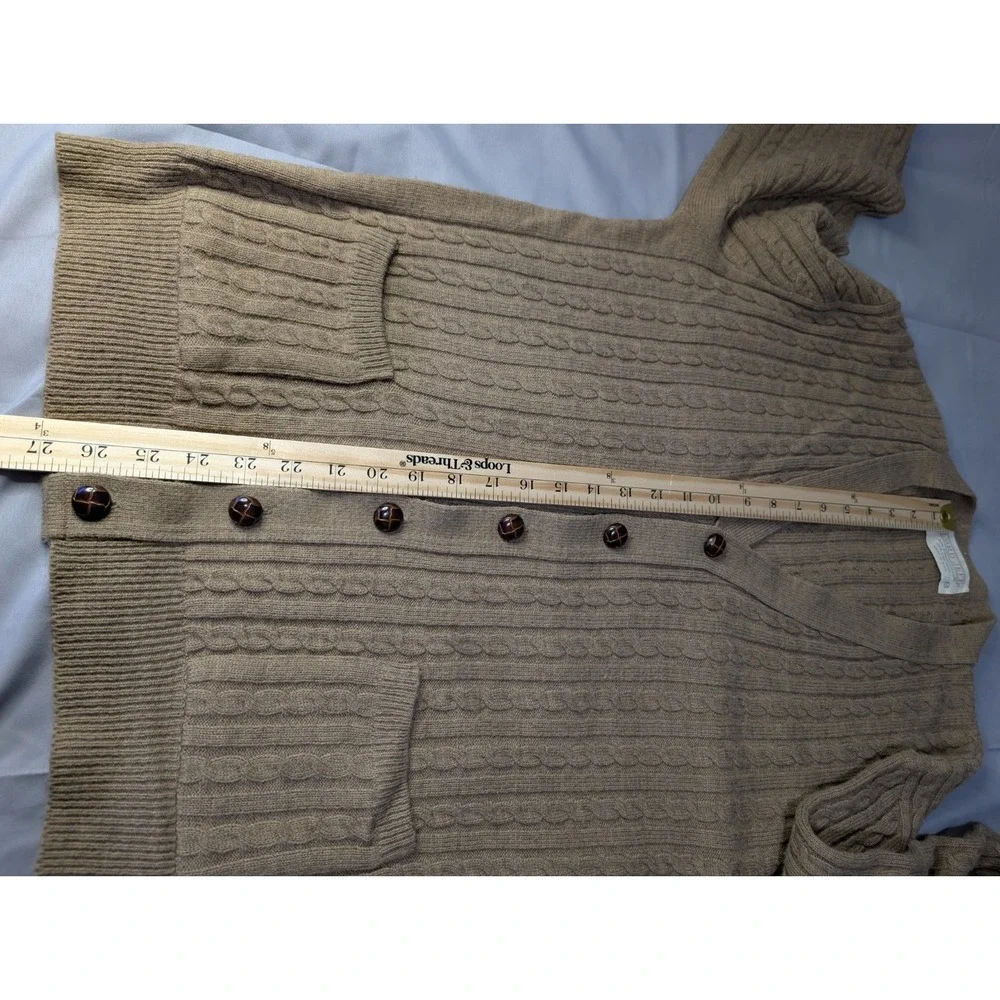Vintage Lord‎ Jeff Cable Knit Cardigan USA Made Brown Wool Blend Ivy Prep M
